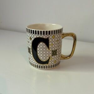 Gold Handle Monogram Mug